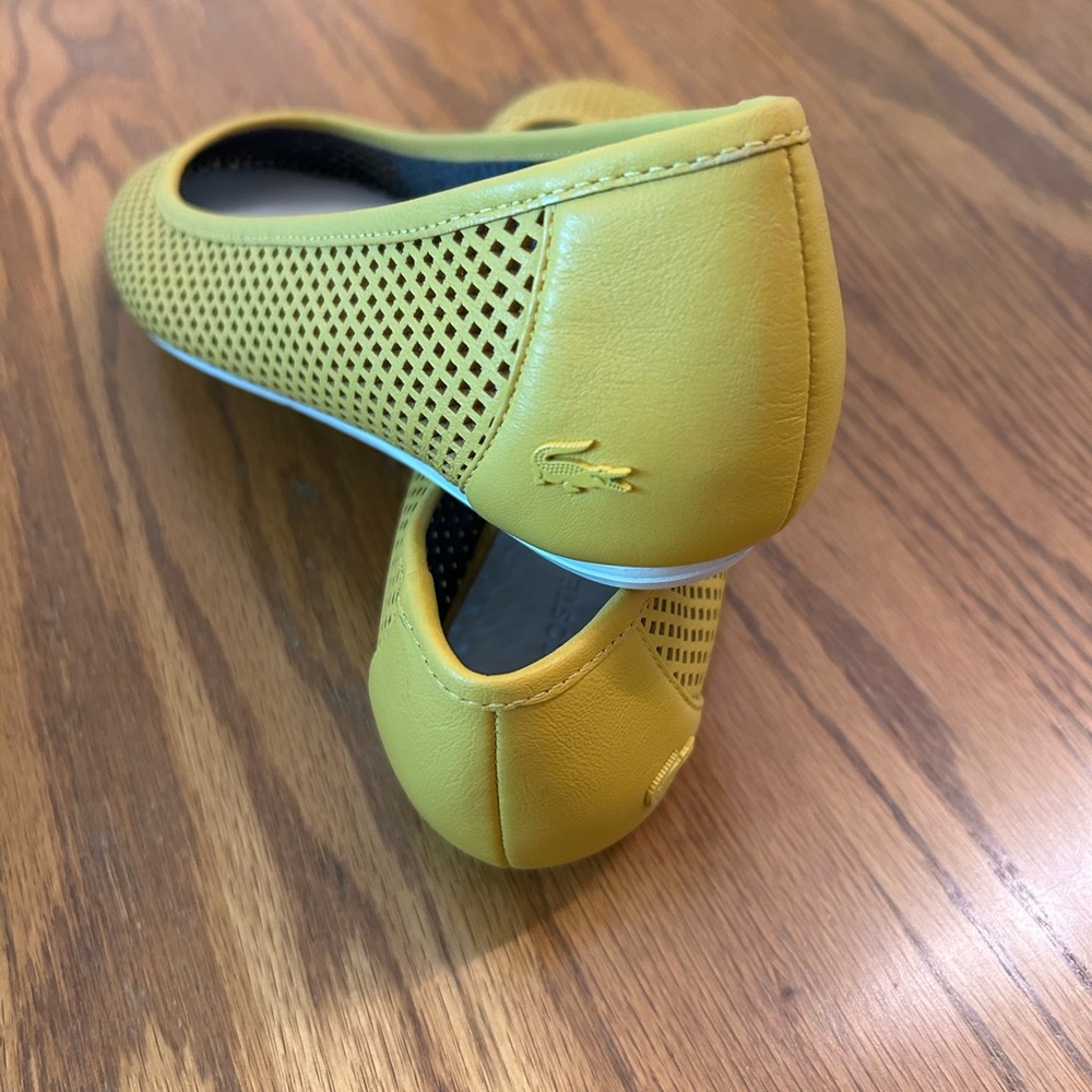 Lacoste Yellow Perforated Flats
